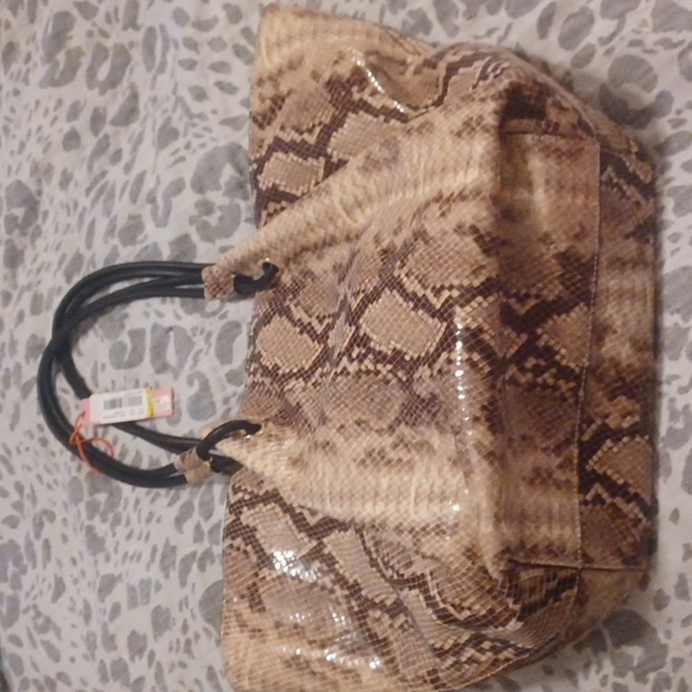 DILLARD'S LDT Faux Snakeskin Leather Handbag Tote BaLarge NWT $398